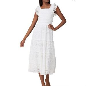 Sea White Eyelet Midi Dress